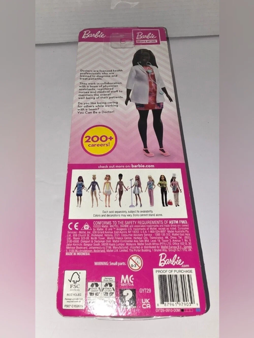 Barbie Doctor Doll 12” You Can Anything Curvy Doctor African-American Doll Toy